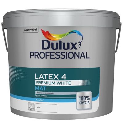 Farba lateksowa emulsyjna do ścian i sufitów Dulux Latex 4 biała 9l