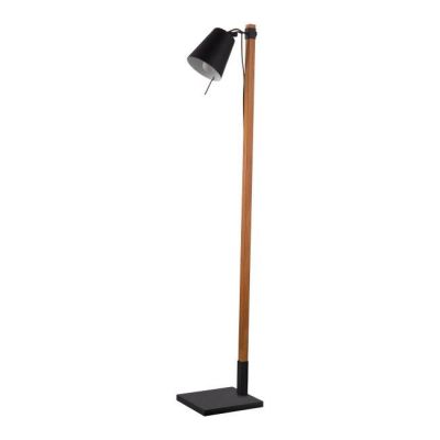 Lampa podłogowa GoodHome Menonry 1-punktowa E27 czarna/drewno