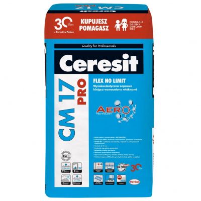 Ceresit CM 17 CM 17 PRO FLEX NO LIMIT 25kg  - klej do płytek elastyczny i odkształcalny C2TE S1