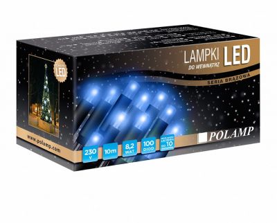 Lampki choinkowe 100LED wewnętrzne niebieskie 10m Polamp POL-LSLIN10M-B
