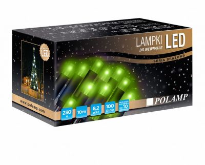 Lampki choinkowe 100LED wewnętrzne zielone 10m Polamp POL-LSLIN10M-G