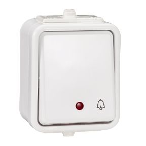 Przycisk "dzwonek" z podświetlniem IP44 biały Cedar
