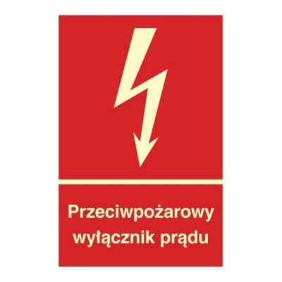 Znak Przeciwpożarowy wyłącznik prądu