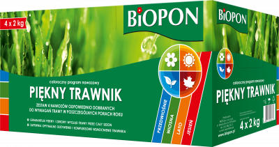 Nawóz Piękny Trawnik roczny program nawozowy 4x2 kg BIOPON