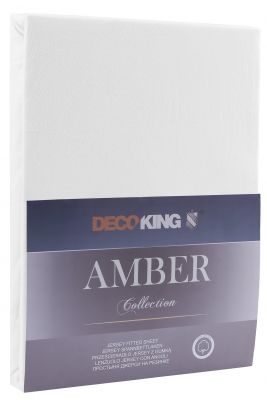 Prześcieradło Amber biały 180-200x200+30 cm DECOKING
