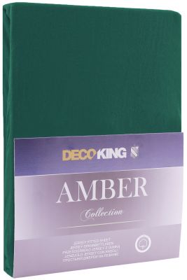 Prześcieradło Amber butelkowa zieleń 120-140x200+30 cm DECOKING