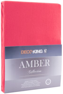 Prześcieradło Amber malinowy 180-200x200+30 cm DECOKING