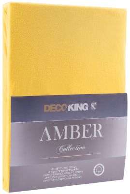 Prześcieradło Amber żółty 160-180x200+30 cm DECOKING