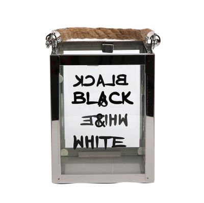 Latarenka metalowa Black N White 11x11x15 cm ALTOMDESIGN
