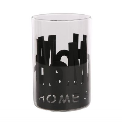 Świecznik szklany w czarnej metalowej osłonce 10x10x15 cm -Home ALTOMDESIGN