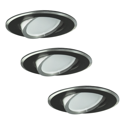Oprawki podtynkowe LED Sun aluminiowe 3in1 okragle czarne szczorkowane trójpak POLUX