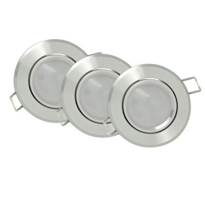Oprawki podtynkowe LED Sun aluminiowe 3in1 okragle srebrne polysk 3 pak POLUX