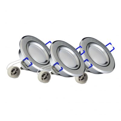Oprawki podtynkowe LED Syn Olal aluminiowe 3in1 okragle srebrne szczotkowane 3pak POLUX