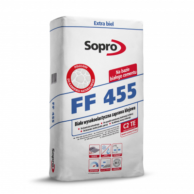 Wysokoelastyczna zaprawa klejowa biała FF 455 25 kg SOPRO