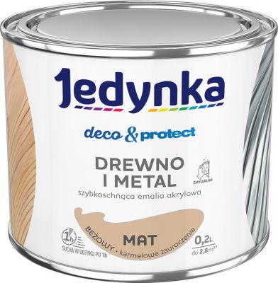 Emalia akrylowa Deco&Protect drewno i metal mat beżowy 0,2 L JEDYNKA