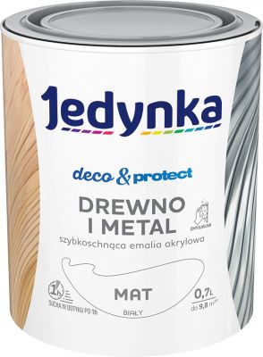 Emalia akrylowa Deco&Protect drewno i metal mat biały 0,7 L JEDYNKA