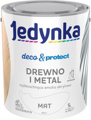 Emalia akrylowa Deco&Protect drewno i metal mat biały 5 L JEDYNKA