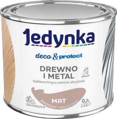 Emalia akrylowa Deco&Protect drewno i metal mat brązowy 0,2 L JEDYNKA