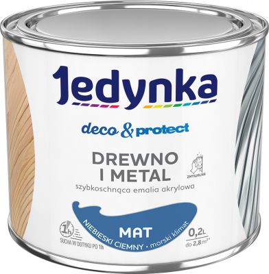 Emalia akrylowa Deco&Protect drewno i metal mat niebieski ciemny 0,2 L JEDYNKA