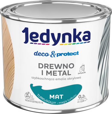 Emalia akrylowa Deco&Protect drewno i metal mat turkusowy 0,2 L JEDYNKA