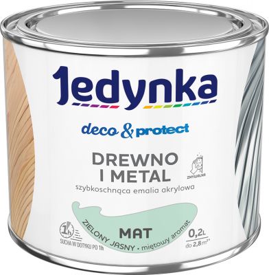 Emalia akrylowa Deco&Protect drewno i metal mat zielony jasny 0,2 L JEDYNKA