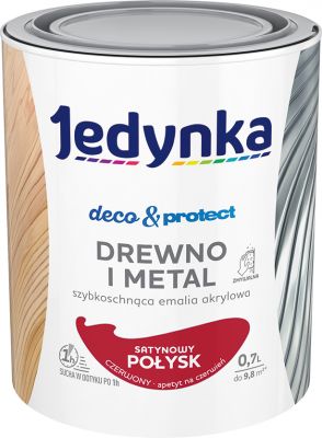 Emalia akrylowa Deco&Protect drewno i metal satynowy połysk czerwony 0,7 L JEDYNKA