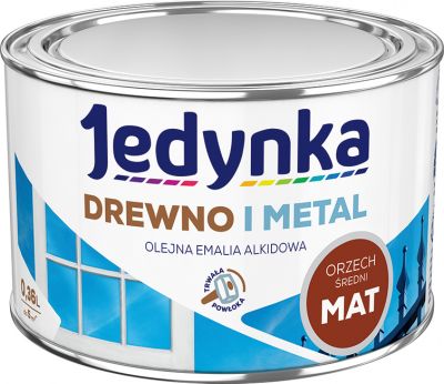 Emalia olejno-alkidowa drewno i metal orzech średni 0,36 L mat JEDYNKA