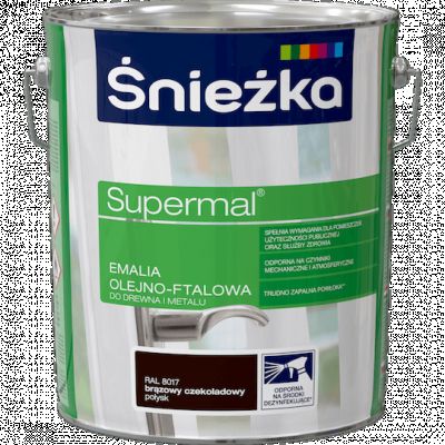 Emalia olejno-ftalowa Supermal do drewna i metalu 10 L czekoladowy ŚNIEŻKA