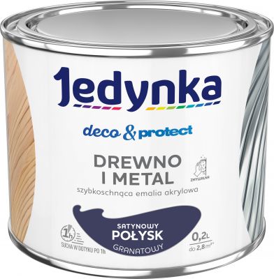 Farba do drewna i metalu Deco&Protect satynowy połysk granatowy 0,2 L JEDYNKA