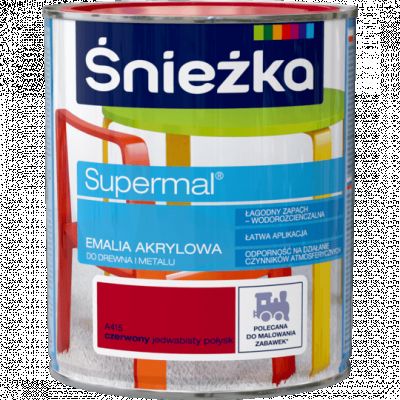 Farba emaliowo-akrylowa Supermal 0,8 L czerwona ŚNIEŻKA