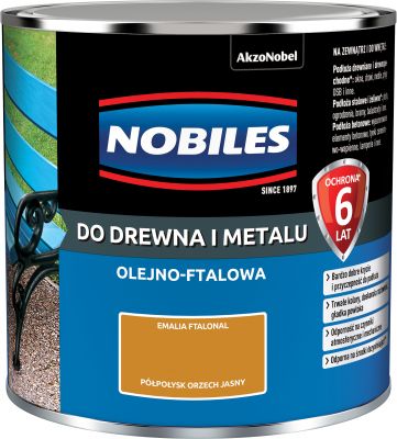 Farba ftalowa do drewna i metalu Ftalonal 0,25 L orzech jasny półpołysk NOBILES