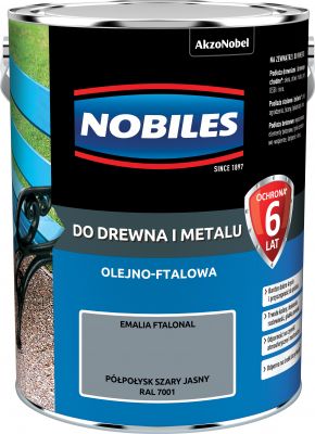 Farba ftalowa do drewna i metalu Ftalonal 5 L szary jasny NOBILES