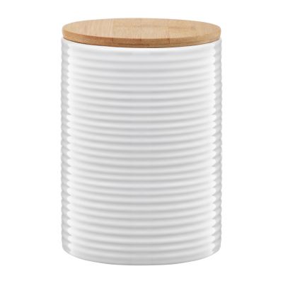 Pojemnik ceramiczny Tuvo paski z bambusową pokrywką 1110 ml AMBITION