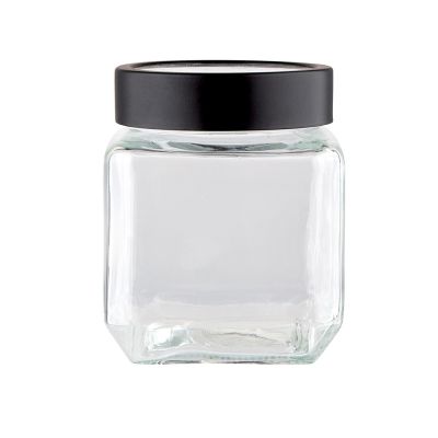 Pojemnik szklany kwadratowy z czarną pokrywką 0,5 L ALTOMDESIGN