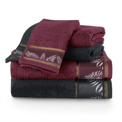 Zestaw ręczników Pavos bordowy, czarny Set 2x50x90+2x70x140+2x30x50 cm AMELIAHOME