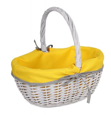 Koszyk piknikowy z żółtym materiałem 33x26x15/32 cm szary TIN TOURS
