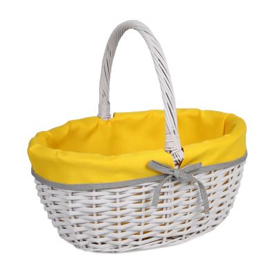 Koszyk piknikowy z żółtym materiałem 38x30x17/36 cm szary TIN TOURS
