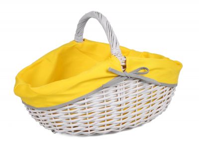 Koszyk piknikowy z żółtym materiałem 48x34x13/21/32 cm szary TIN TOURS