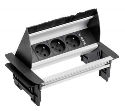 Przedłużacz biurkowy 3xgniazdo z uziemieniem kabael z wtyczką, aluminium, bez kasety GTV