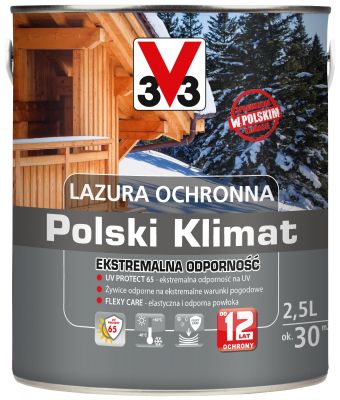 Lazura ochronna Polski Klimat Ekstremalna Odporność Szary 2,5 L V33