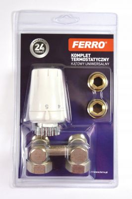 Zestaw termostatatyczny kątowy do grzejników z głowicą GT11 FERRO
