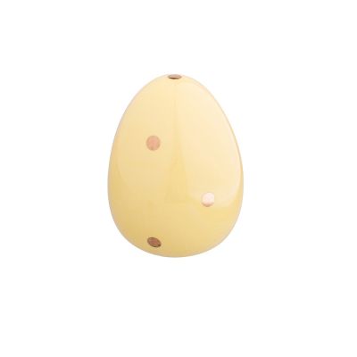 Figurka porcelanowa jajko ze złotymi kropkami 8,5x8,5x10,5 cm żółte ALTOMDESIGN