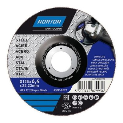 Tarcza korundowa Norton do szlifowania stali 27-125 x 6,4 x 22,2 mm