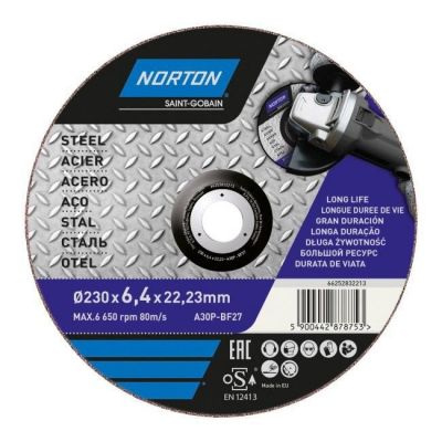 Tarcza korundowa Norton do szlifowania stali 27-230 x 6,4 x 22,2 mm
