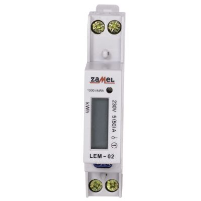 Licznik energii elektrycznej 1F LCD 50A TH35 Zamel