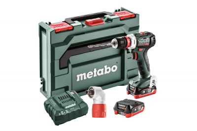 Akumulatorowa wkrętarko-wkrętarka PowerMaxx BS 12 BL Q PRO 12V 2x4,0Ah + prztystawka kątowa Quick metaBox Metabo 601039920