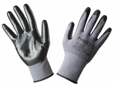 Rękawice robocze, nylon pokryty nitrylem, 4131x, rozmiar 10 NEO