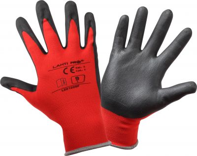 Rękawice nitrylowe czerwono-czarne,  7, CE, LAHTI PRO