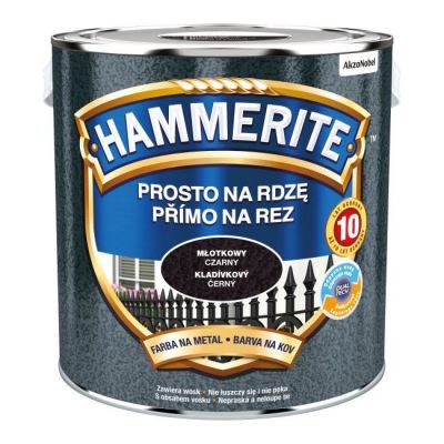 Farba do metalu Hammerite Prosto Na Rdzę młotkowy czarny 2,5 l