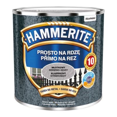Farba do metalu Hammerite Prosto Na Rdzę młotkowy srebrnoszary 0,25 l
